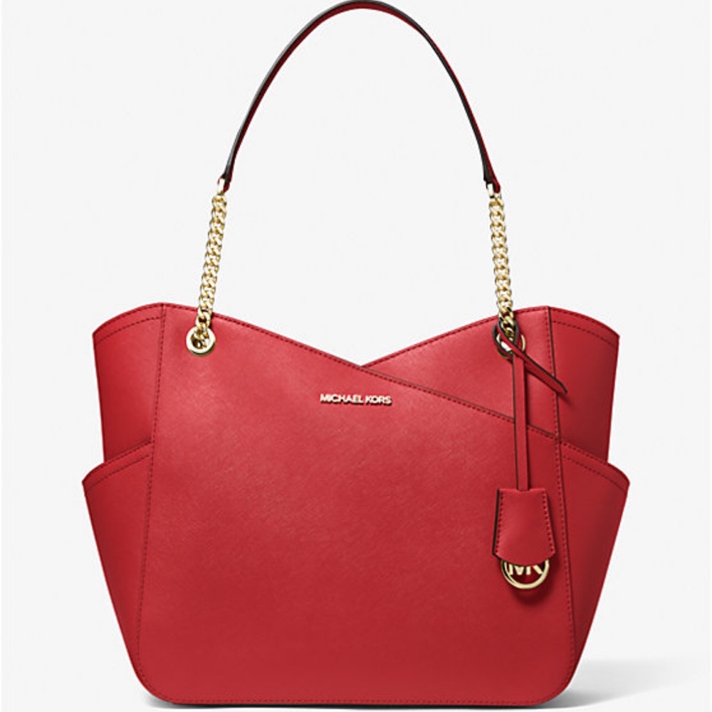 Jet Set Large Saffiano Leather Shoulder Bag Red